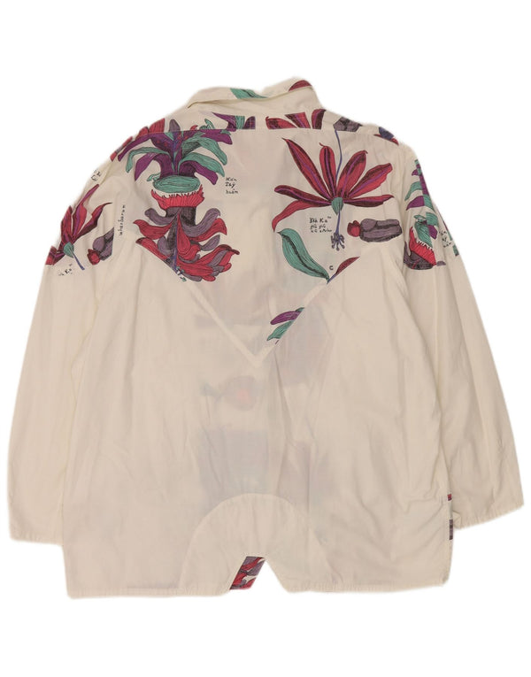 Chervo Womens Loose Fit Bomber Jacket IT 46 Large White Floral Bomuld