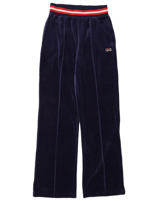 Pantaloni da tuta da donna Fila a gamba larga UK 12 Medium Navy Blue Colourblock