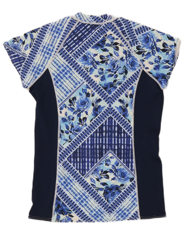 T-shirt grafica da donna con zip e collo O'Neill UK 14 grande blu navy floreale