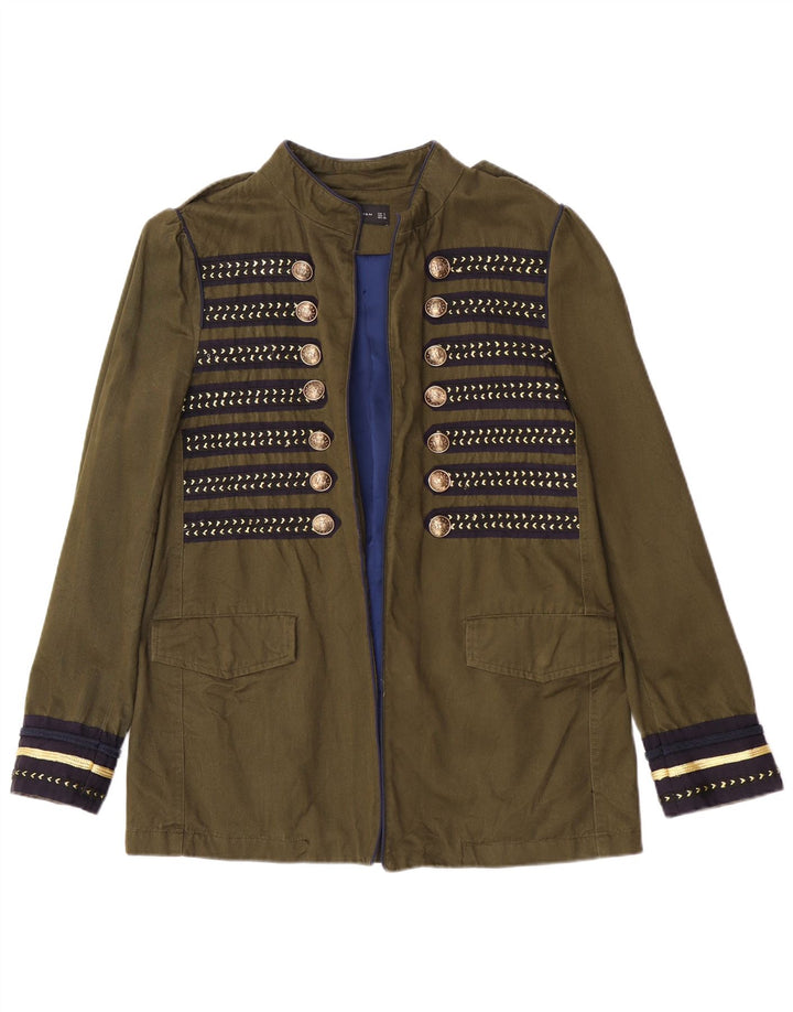 Zara Womens Open Military Jacket UK 14 Large Green