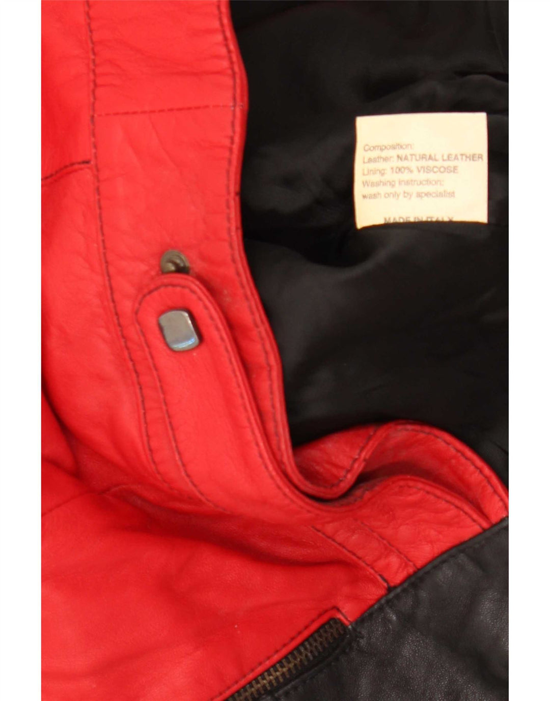 David 2 Womens Leather Jacket UK 14 Medium Red Colourblock Leather
