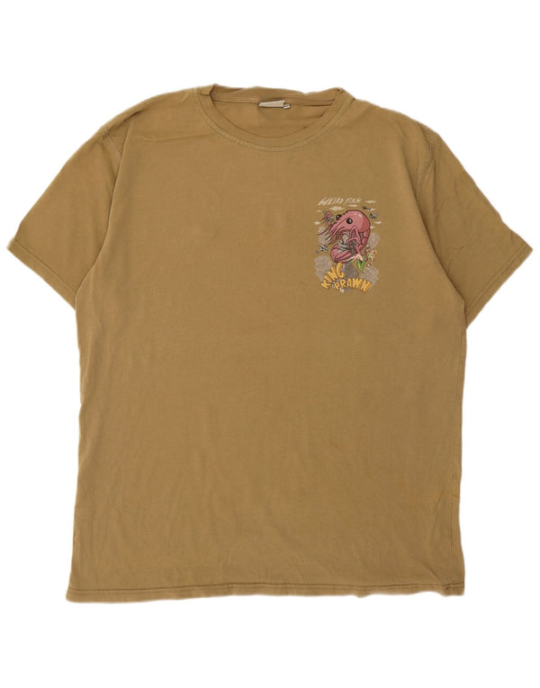 Weird Fish Mens Graphic T-Shirt Top Medium Khaki Cotton