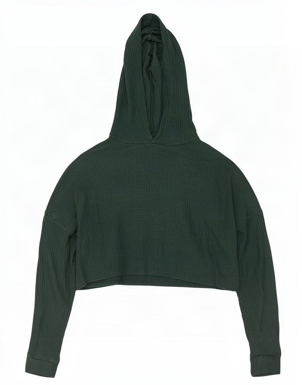 Topshop Womens Oversized Hooded Crop Top UK 16 Large Green Viscose