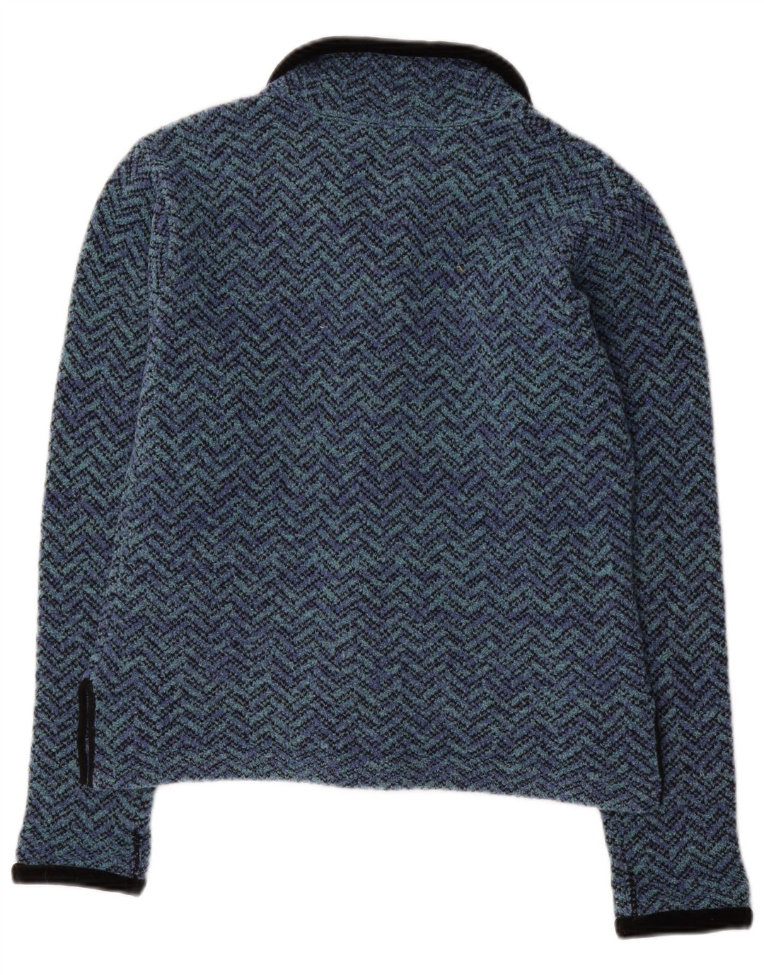 ICELANDIC Womens Cardigan Sweater UK 14 Medium Blue Chevron Wool