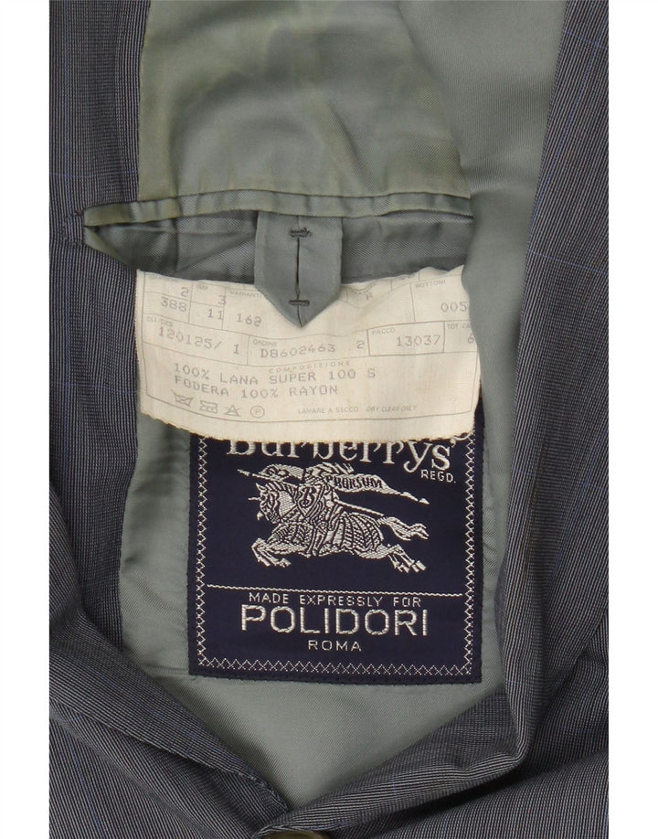 Giacca blazer da uomo a 2 bottoni Burberrys IT 48 lana a quadri blu medio