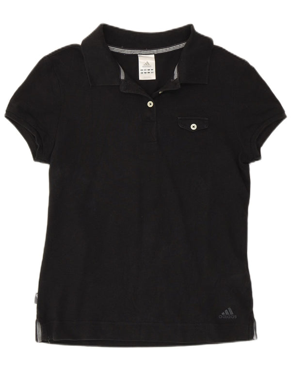 Adidas Womens Polo Shirt UK 12 Medium Black Cotton