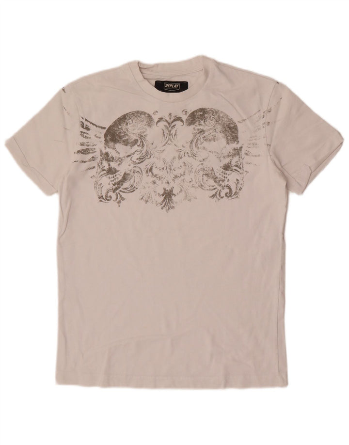 Replay Mens Graphic T-Shirt Top Small White