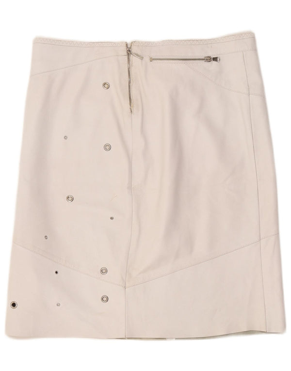 Gonna in pelle vintage da donna W36 XL bianca