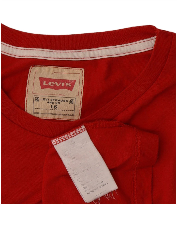 Maglietta grafica da ragazzo Levi's a maniche lunghe 15-16 anni in cotone rosso