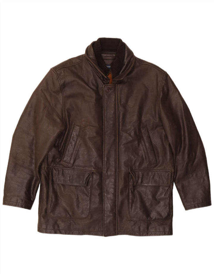 Reed Mens Leather Jacket UK 40 Large Brown