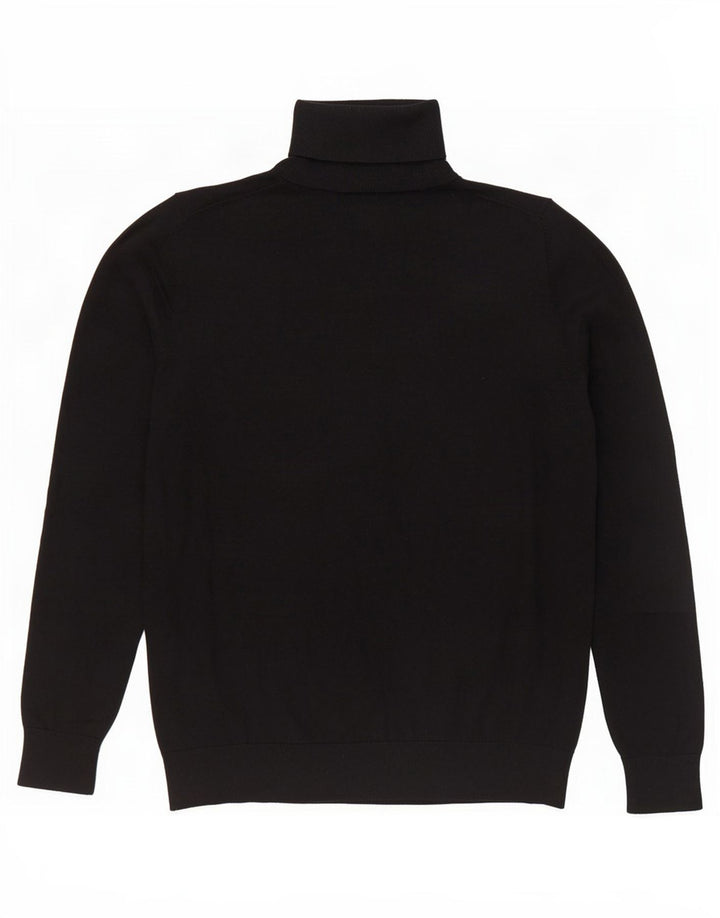 Massimo Dutti Womens Roll Neck Jumper Sweater UK 14 Large Black Silk