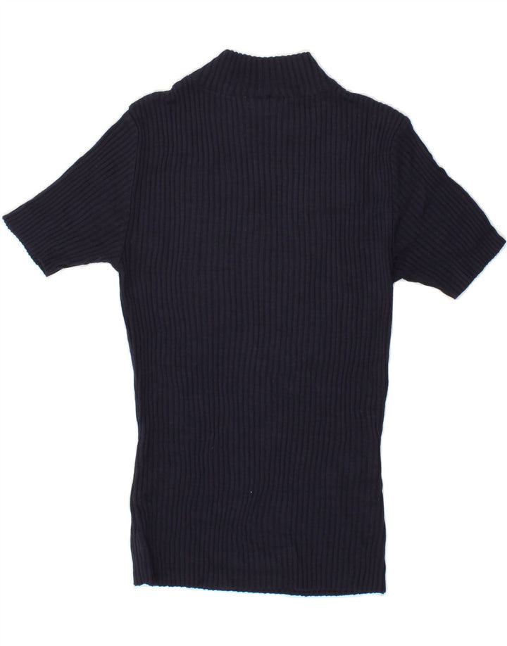 PENNY BLACK Womens Turtle Neck Jumper Sweater UK 12 Medium Navy Blue Vintage Penny Black and Second-Hand Penny Black from Messina Hembry 