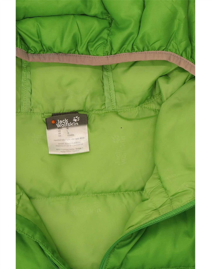 Jack Wolfskin Womens Hooded Padded Jacket UK 16 Large Green Polyester