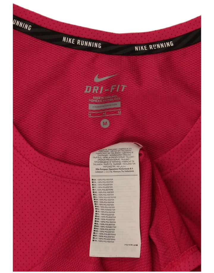 Nike Womens Dri Fit T-Shirt Top UK 12 Medium Pink Polyester