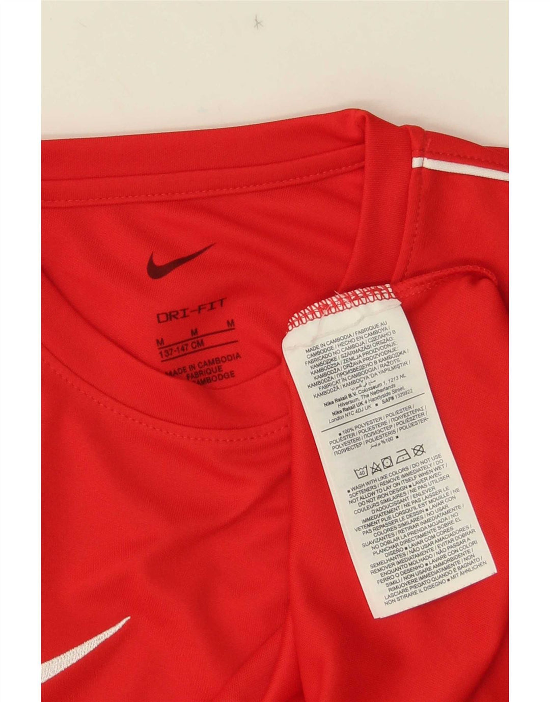 T-shirt da ragazzo Nike Dri Fit Top 10-11 anni poliestere rosso medio