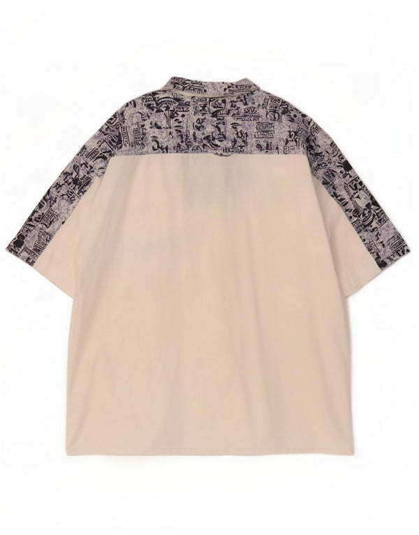 Vintage hombres patrón abstracto pullover camisa tamaño 43/44 XL blanco