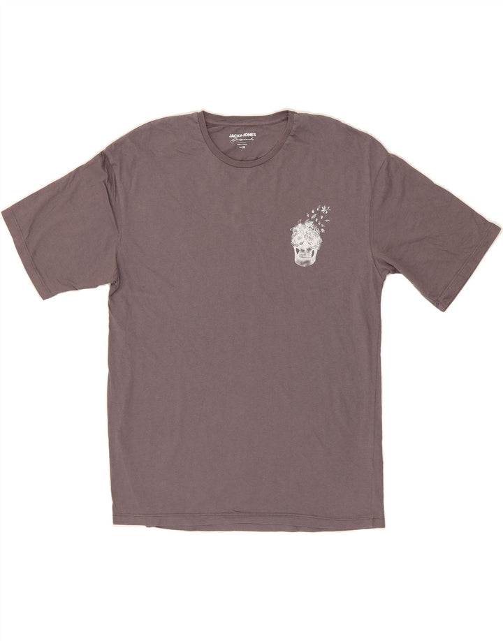 JACK & JONES Mens Graphic T-Shirt Top Medium Grey Cotton Vintage Jack & Jones and Second-Hand Jack & Jones from Messina Hembry 