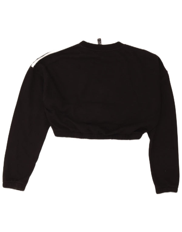 Adidas Womens Crop Sweatshirt Jumper UK 12/14 Medium Black Bomuld