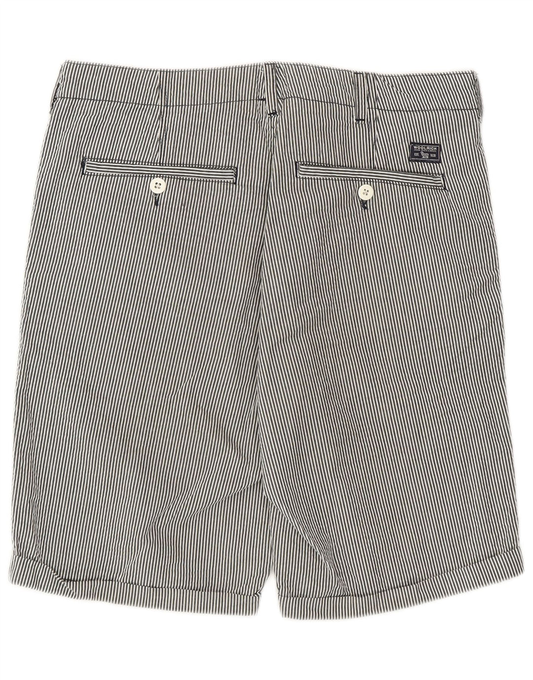 Woolrich Mens Casual Shorts W32 Medium Grey Pinstripe Cotton