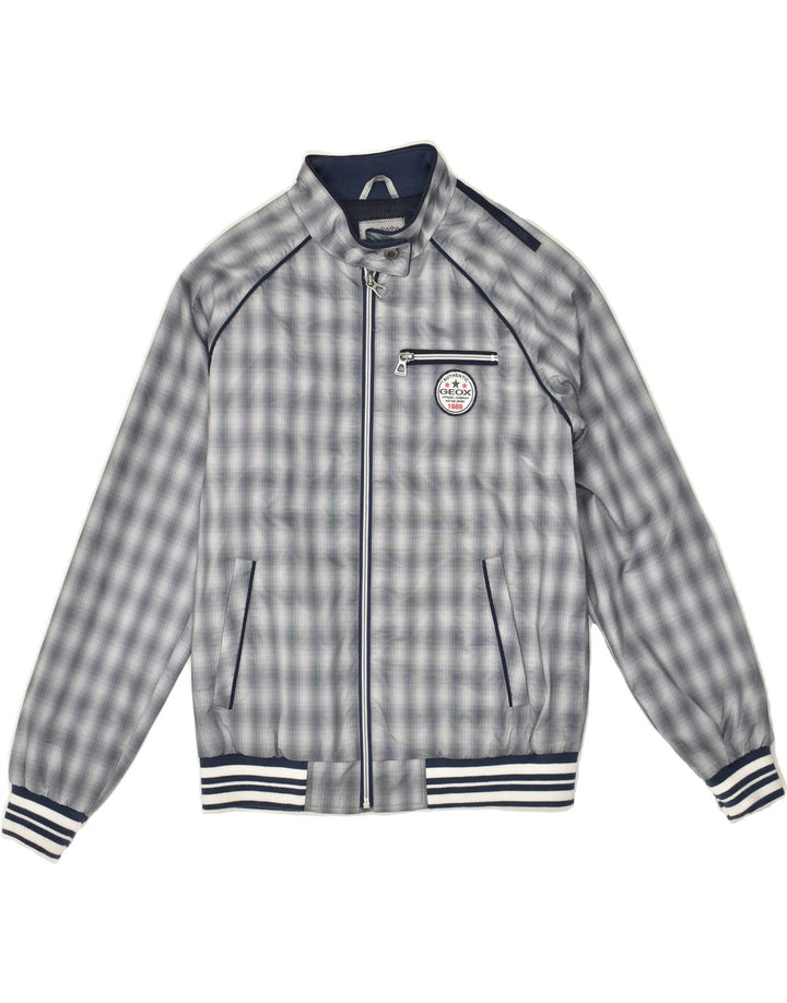 GEOX Boys Bomber Jacket 11-12 Years Grey Check Polyester | Vintage Geox | Thrift | Second-Hand Geox | Used Clothing | Messina Hembry 
