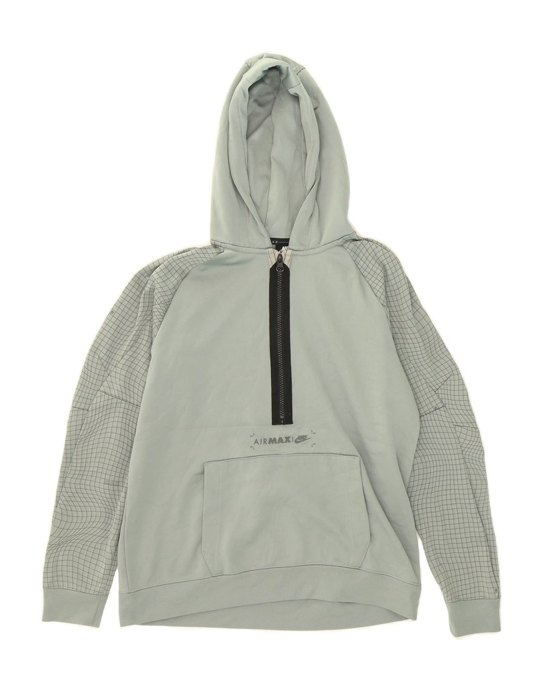 NIKE Boys Hoodie Jumper 13-14 Years XL Blue Check Polyester Vintage Nike and Second-Hand Nike from Messina Hembry 