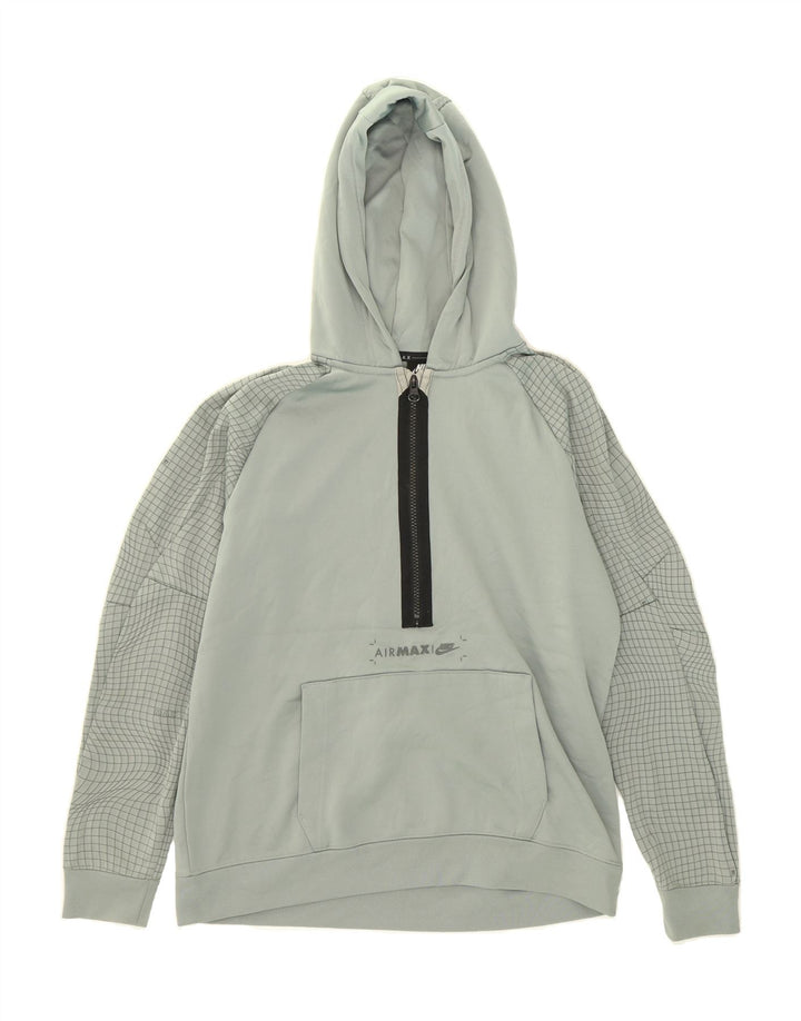 NIKE Boys Hoodie Jumper 13-14 Years XL Blue Check Polyester Vintage Nike and Second-Hand Nike from Messina Hembry 