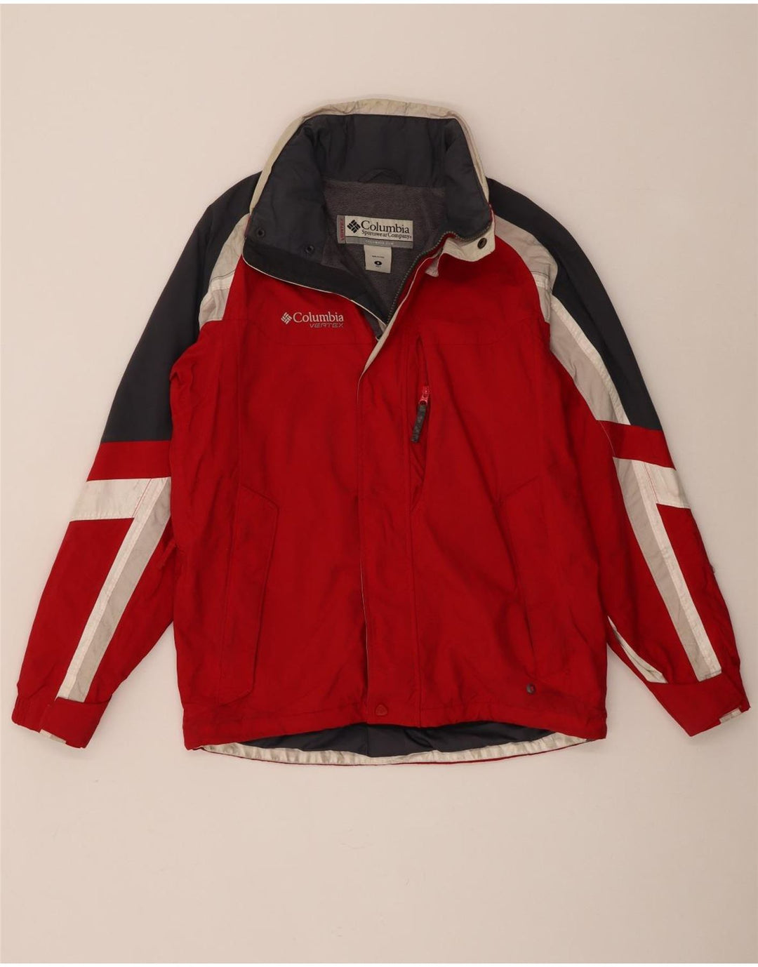 Columbia Mens Vertex Windproof Ski Jacket UK 36 Small Red Colourblock