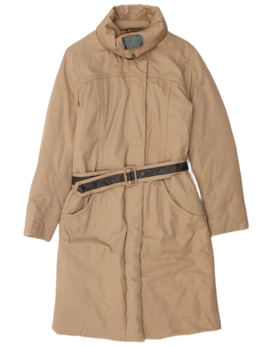 TRUSSARDI JEANS Womens Padded Coat IT 42 Medium Beige Cotton