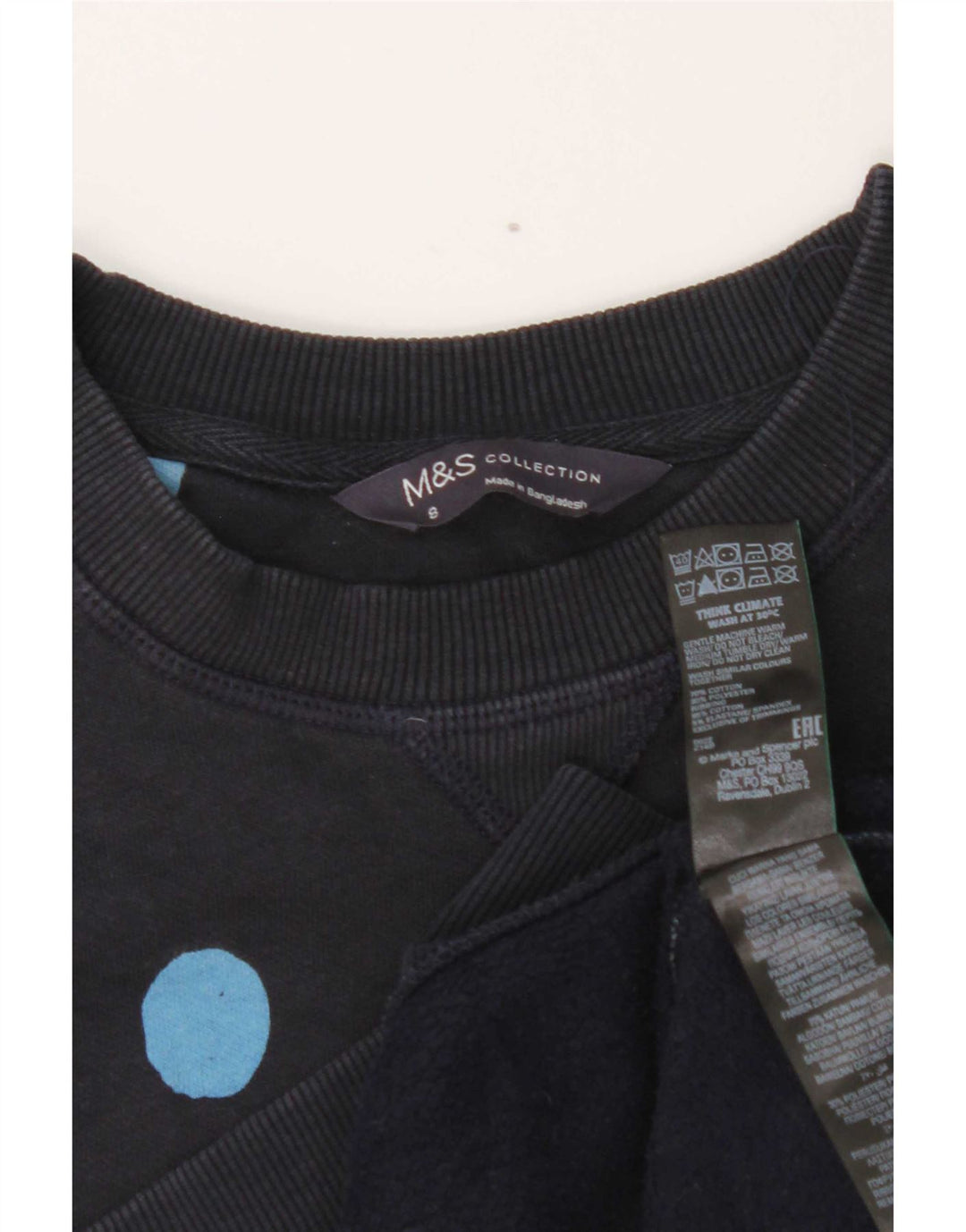 Marks & Spencer Womens Crop Sweatshirt Jumper UK 8 Small Navy Blue