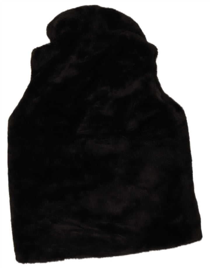 M&Co Womens Faux Fur Gilet UK 12 Medium Black Polyester