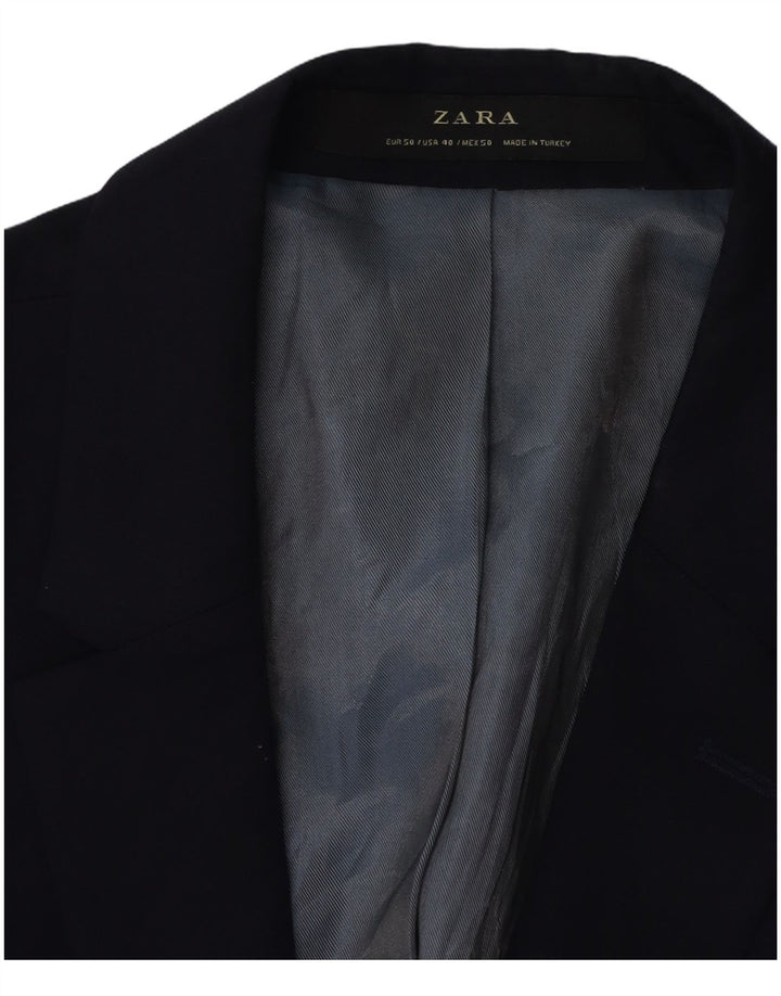 Zara Mens 2 Button Blazer Jacket EU 50 Medium Navy Blue