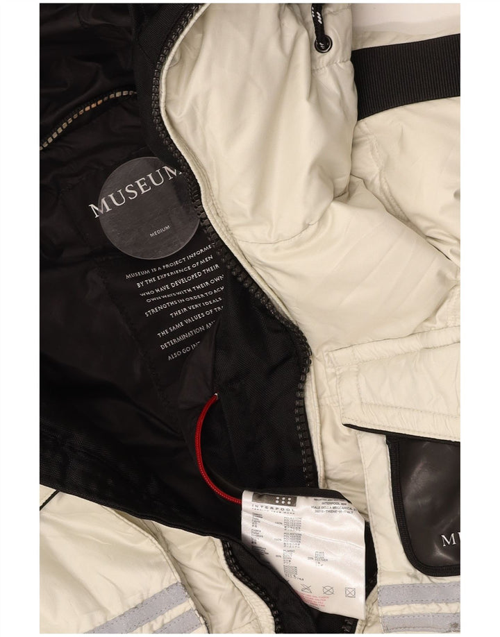 MUSEUM Wattierte Damenjacke mit Kapuze, UK 14, Medium, gebrochenes Weiß, Polyester