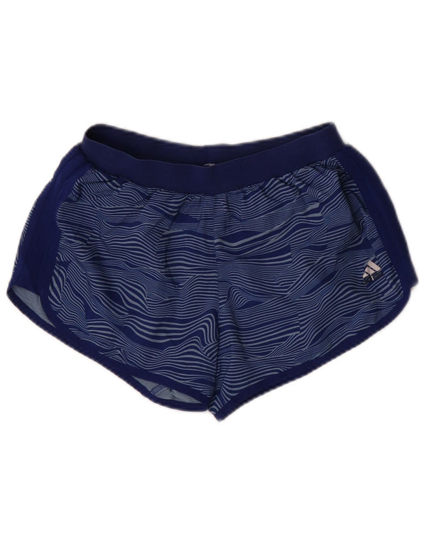 Adidas Damen Running Sport Shorts UK 10 Small Marineblau gestreift Sport