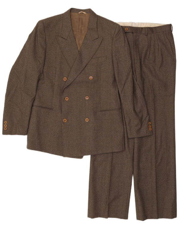 Vintage Mens 2 Piece Suit IT 50 Large W32 L32 Brown Check Wool