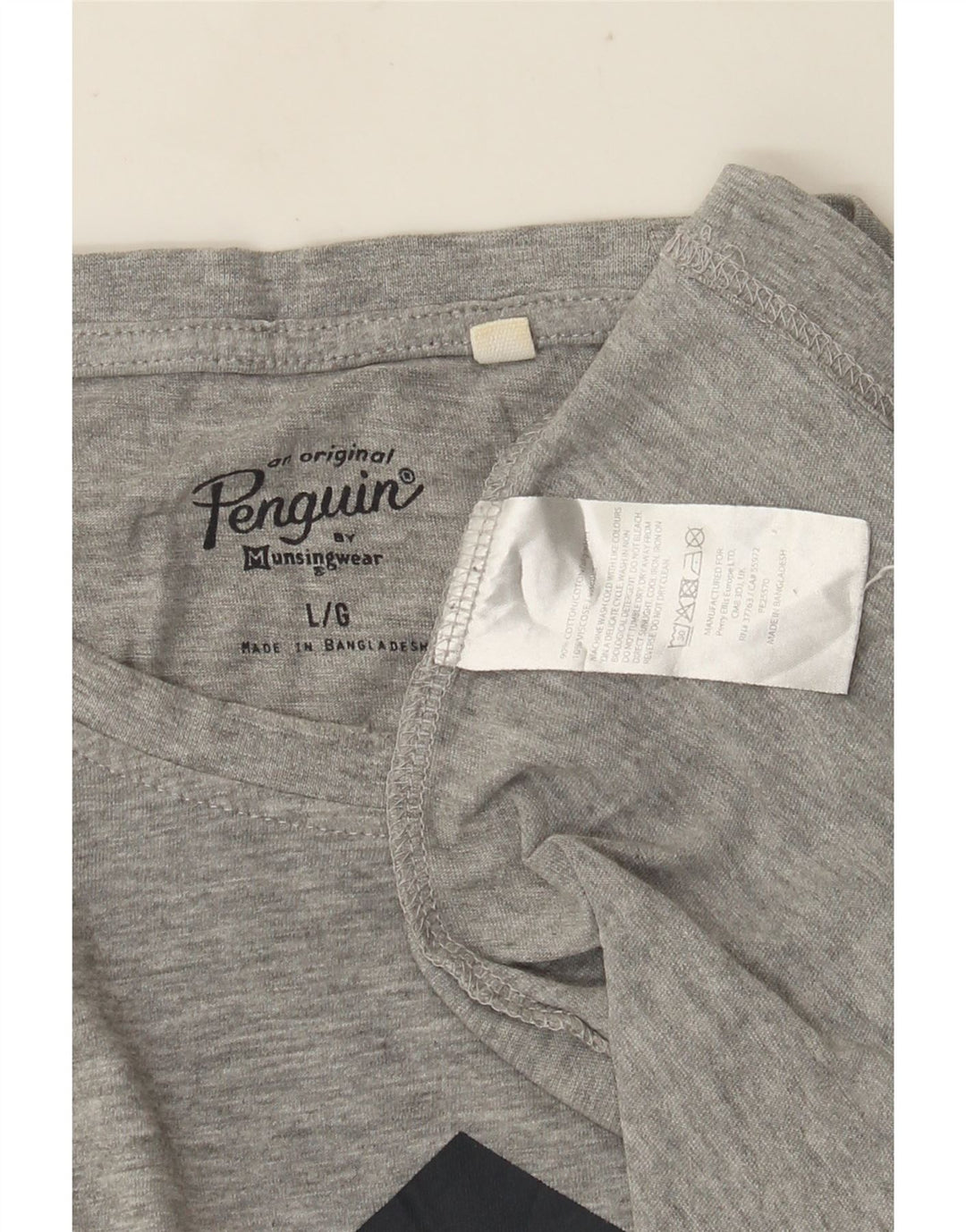 Penguin Mens Graphic T-Shirt Top Large Grey Cotton