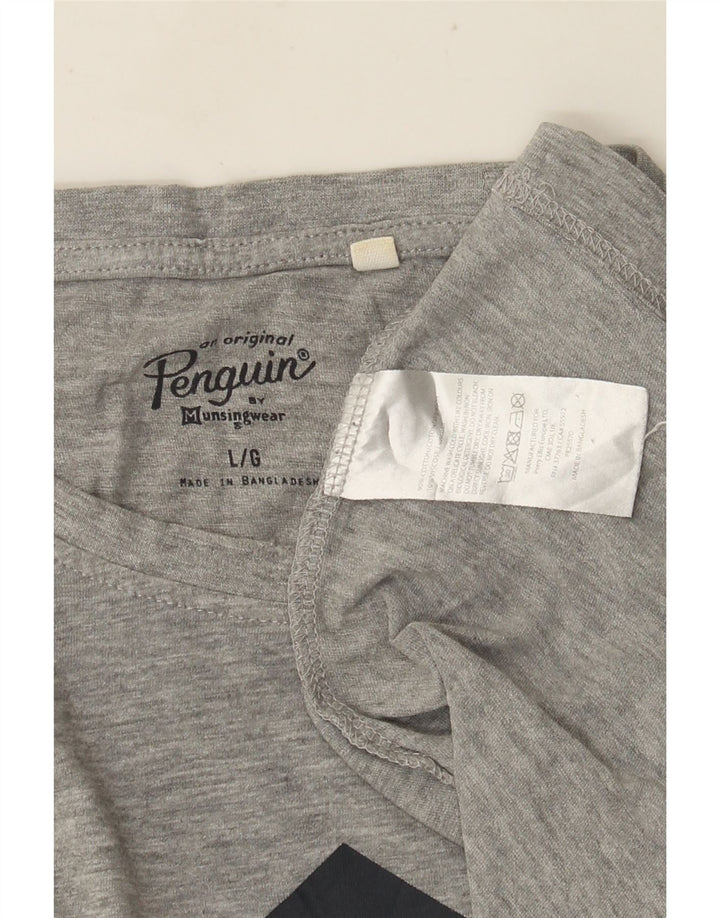 Penguin Mens Graphic T-Shirt Top Large Grey Cotton