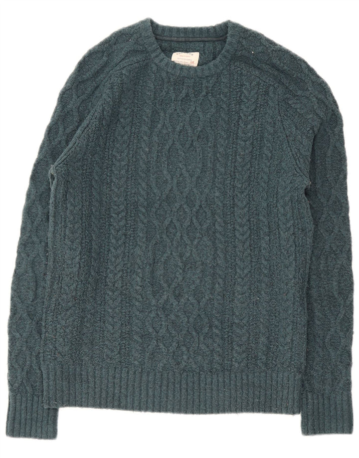 Fat Face Mens Crew Neck Jumper Sweater Small Green Wool