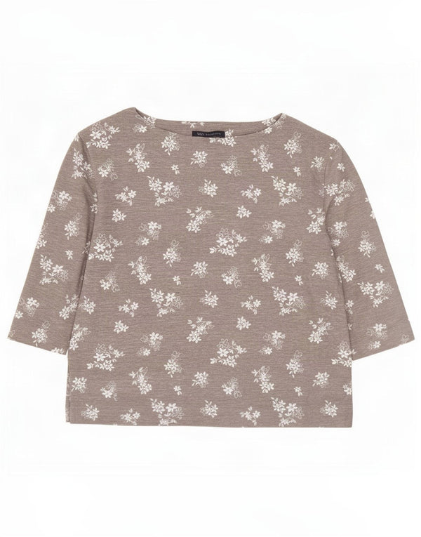 Marks & Spencer Dame Oversized Top 3/4 ærme UK 8 Small Grey Floral