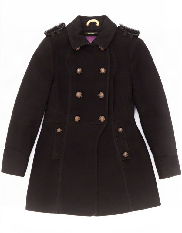 Cappotto doppiopetto militare da donna Superdry UK 10 piccolo in lana nera
