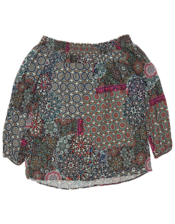 Damski top Desigual z rękawami 3/4 i odkrytymi ramionami UK 6 XS, wielokolorowy w kwiaty