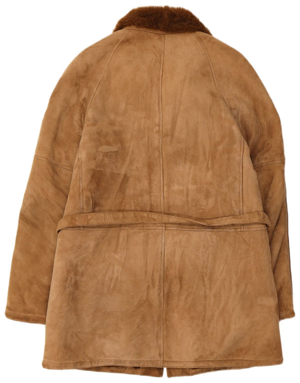 Vintage Shearling Overfrakke til mænd IT 48 Medium Beige