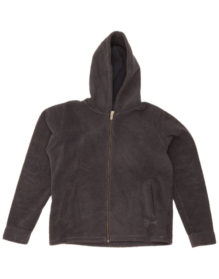 ANIMAL Womens Hooded Fleece Jacket UK 14 Large Grey Polyester