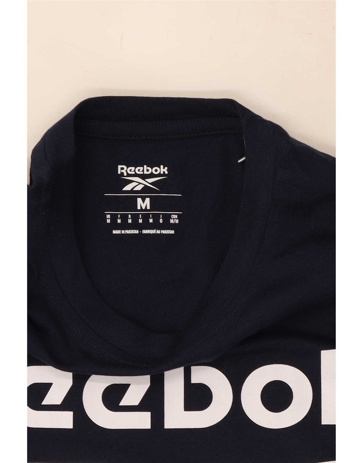 Reebok Mens Graphic T-Shirt Top Medium Navy Blue Cotton