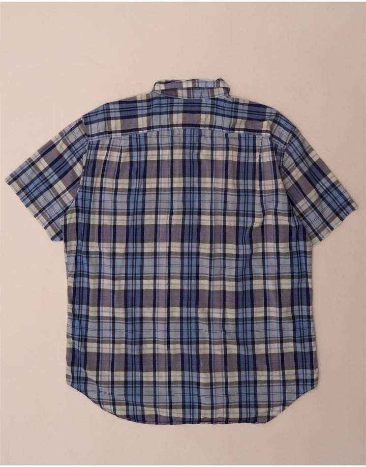 Nautica Mens Short Sleeve Shirt Large Blue Check Cotton