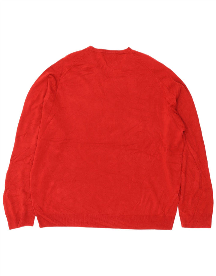 Marks & Spencer Mens V-Neck Jumper Sweater 2XL Red Acrylic