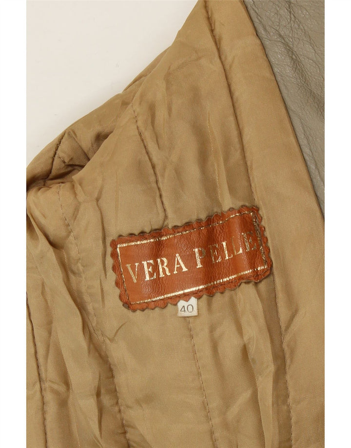 VINTAGE Womens Loose Fit Leather Jacket IT 40 Small Green Leather Vintage Vintage and Second-Hand Vintage from Messina Hembry 