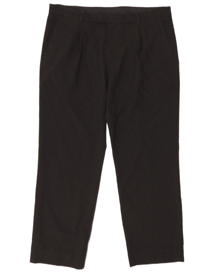 Marks & Spencer Pantalon de Costume Droit Homme W39 L31 Noir Polyester