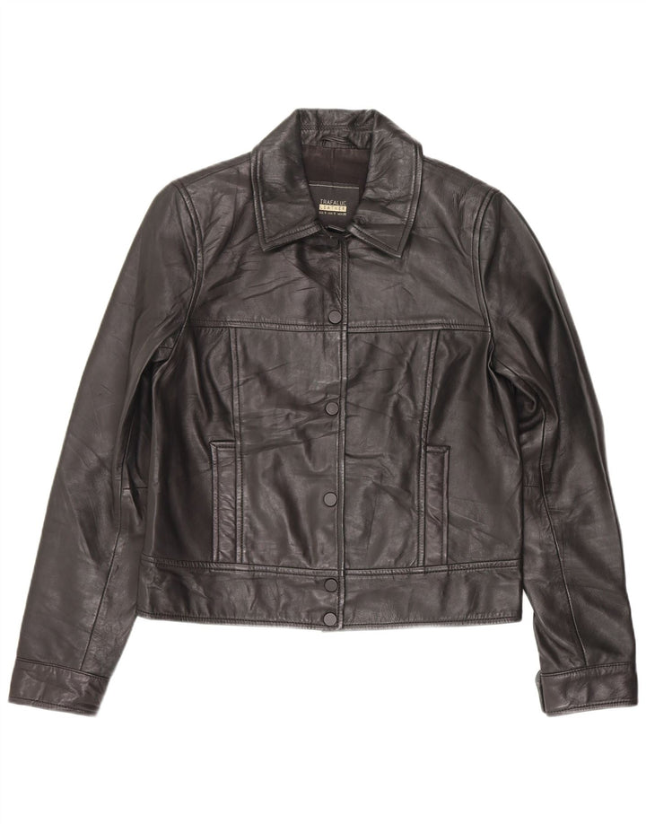 Trafaluc Womens Biker Leather Jacket UK 10 Small Black Leather