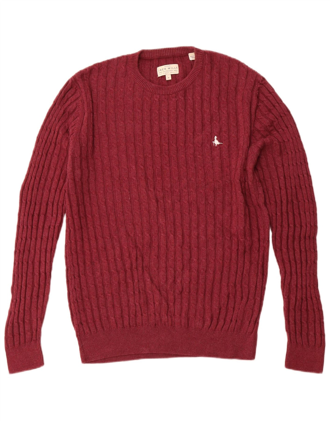 JACK WILLS Mens Crew Neck Jumper Sweater Medium Maroon Cotton