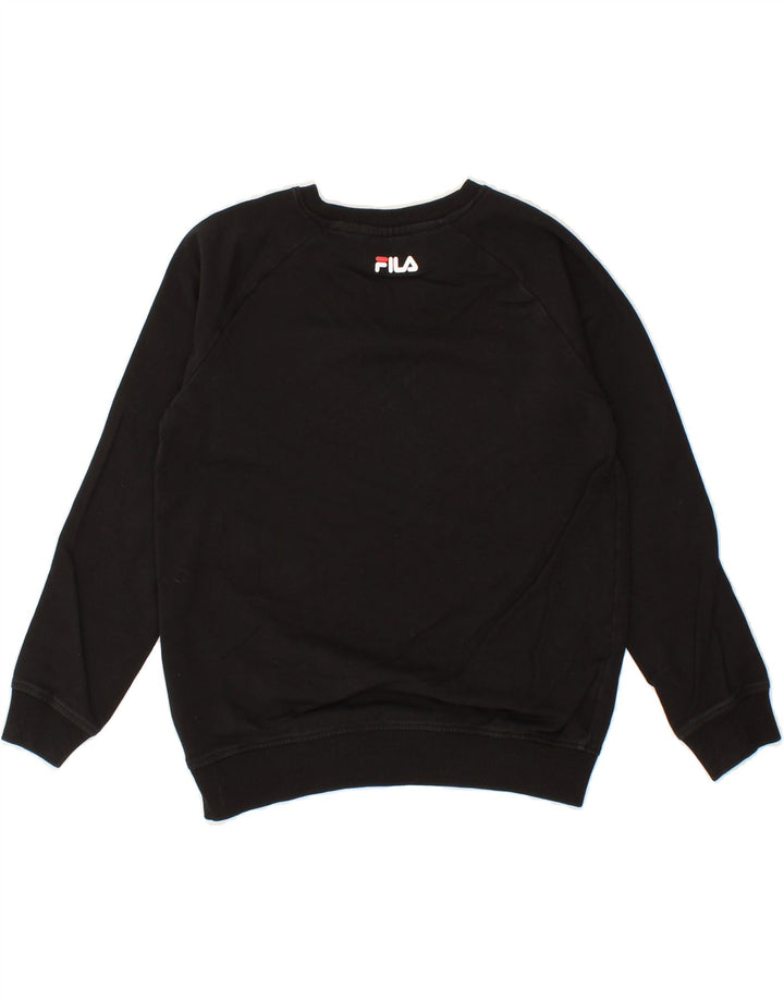 FILA Boys Graphic Sweatshirt Jumper 9-10 Years Black Cotton Vintage Fila and Second-Hand Fila from Messina Hembry 